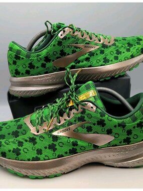 Brooks Mens Launch 6 "Run Lucky" US 10.5 Clovers Gold Green Running Gym Walking